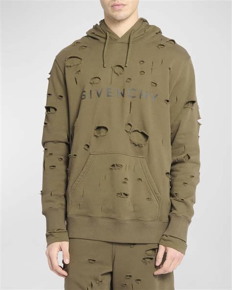 givenchy men's destroyed hoodie